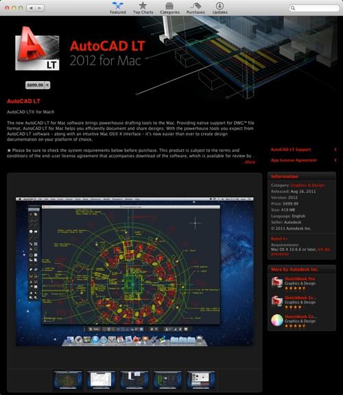 AutoCAD LT 2012 for Mac in the App Stor