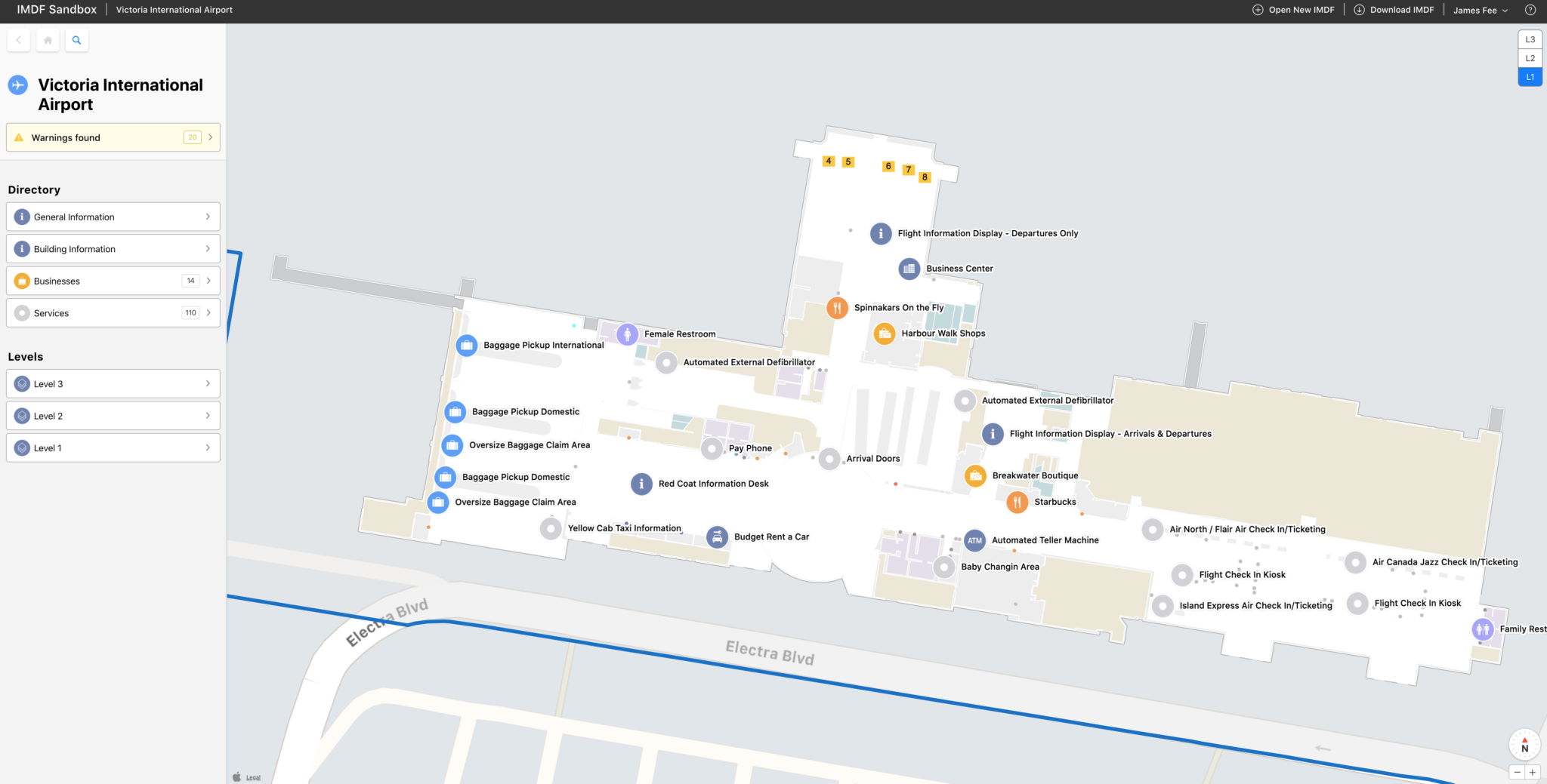Victoria Airport in the Apple IMDF Sandbox