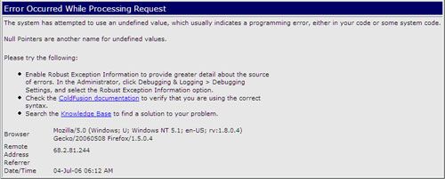 EDN Coldfusion Error