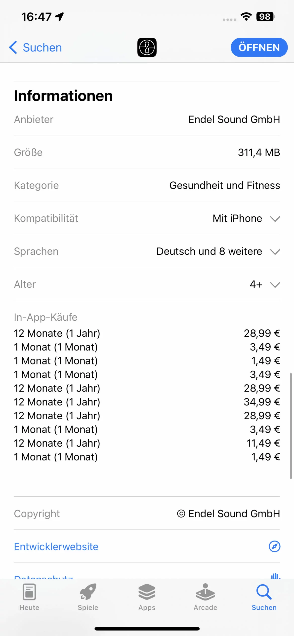 Preis im App-Store
