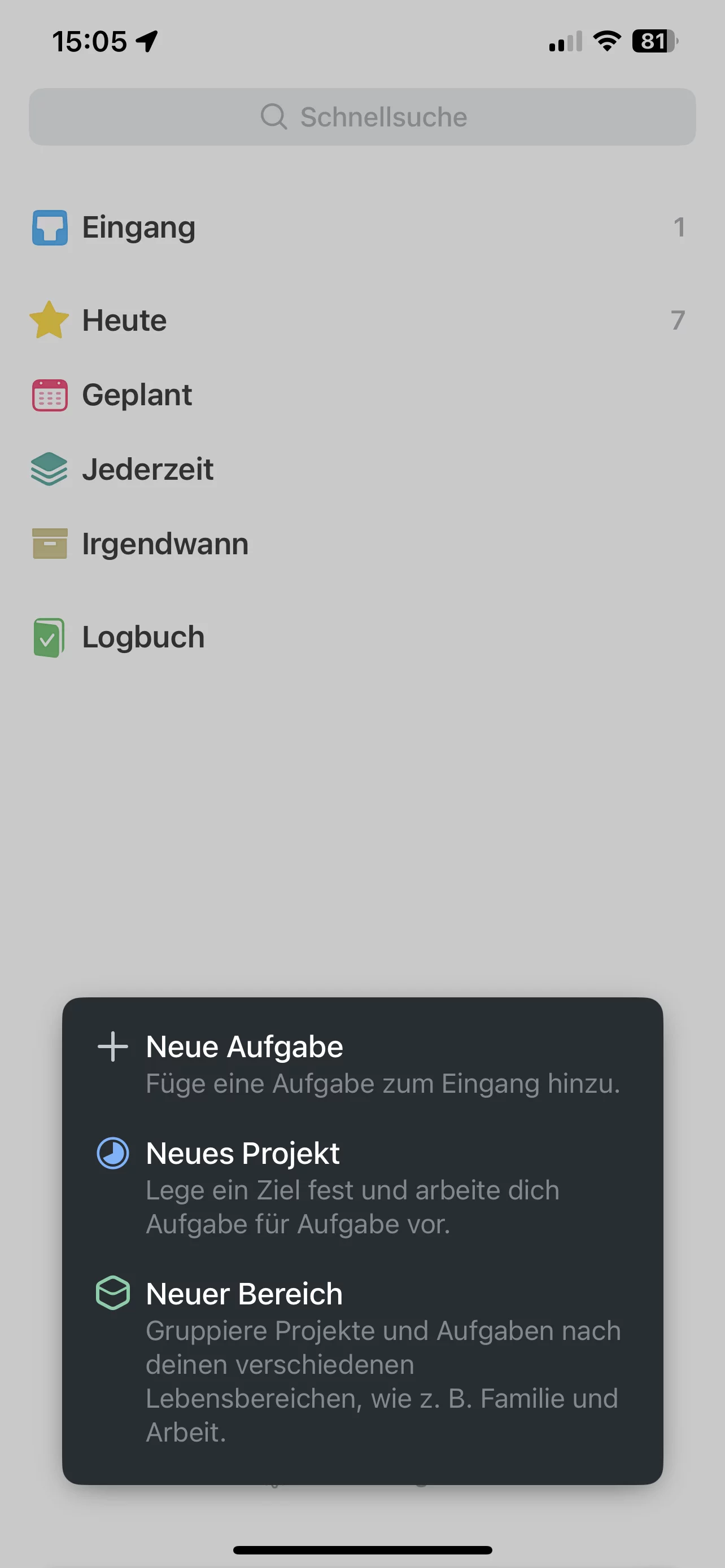 Leichte Eingabe von Aufgaben und Bereichen title: Leichtes GTD und minimale To-do´s mit Things