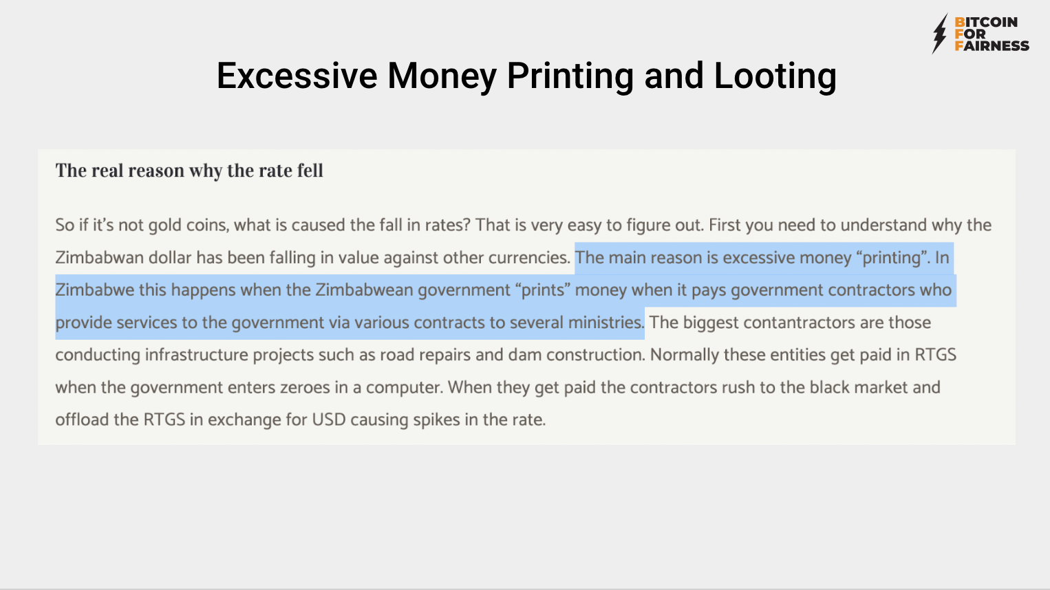 The main reason is excessive money “printing”.