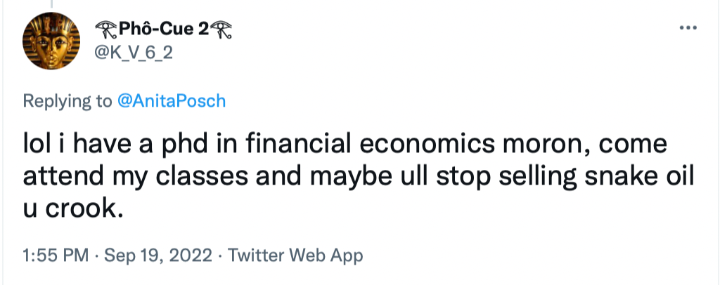 Unknown economist calling me a moron and crook