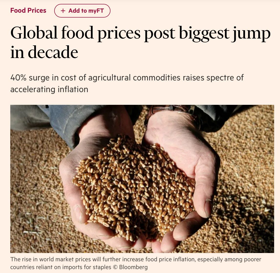 Global food prices post biggest jump in decade