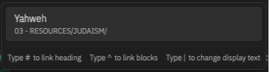 Screenshot of the word “Yahweh” as a linked note