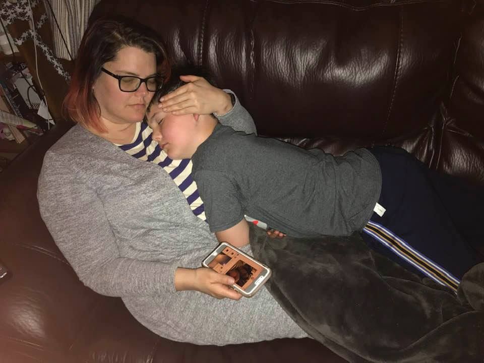 Mom and Jake snuggling