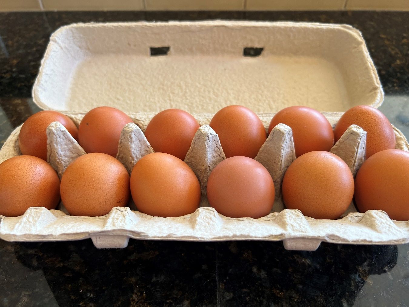 A carton of eggs Description automatically generated
