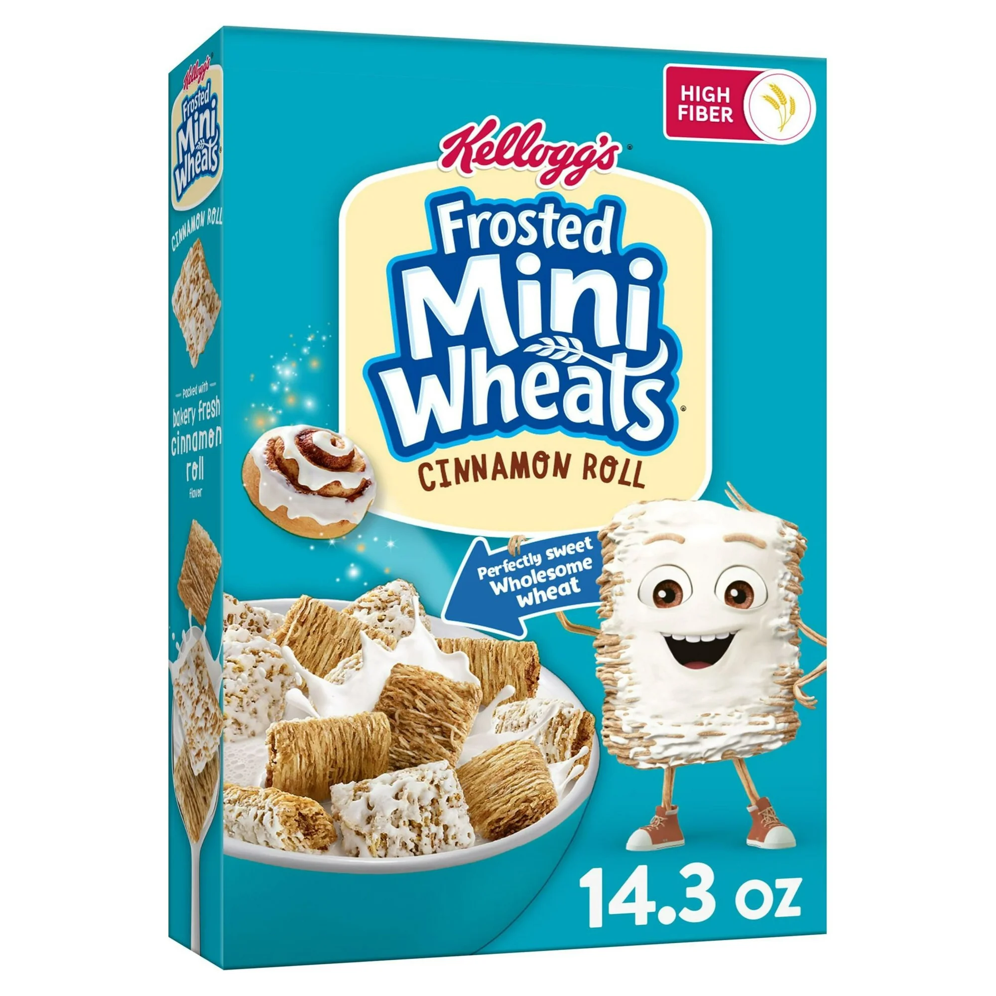 The box of Kellogg’s Frosted Mini Wheats Cinnamon Roll