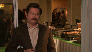 Ron Swanson saying “I’ve said too much” and walking away