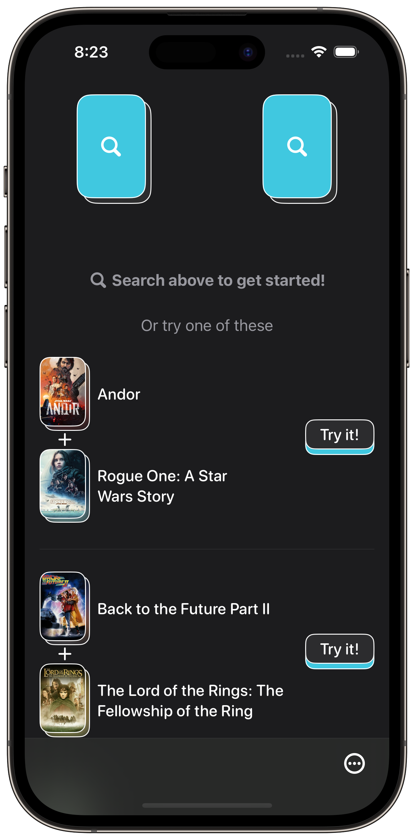 A screenshot of ScreenCred showing the app in light mode, with a dark gray background and thin white borders