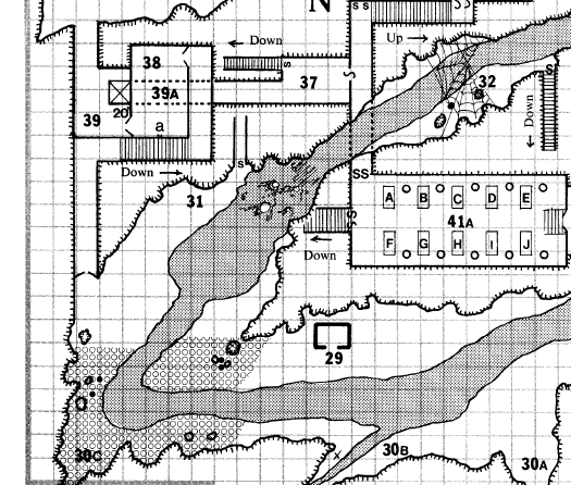 Dungeon map from The Caverns of Thracia