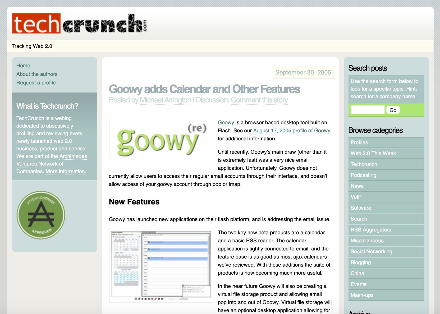 TechCrunch, 2005
