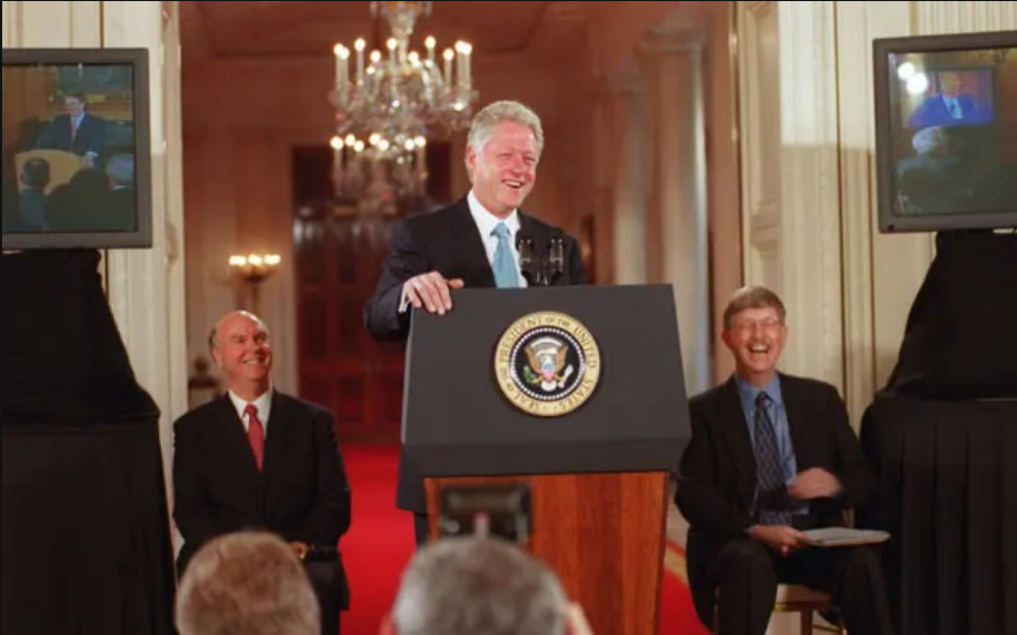 Präsident Clinton, Craig Venter und Francis Collins