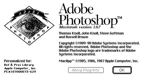 Photoshop 1.0.7, 1990