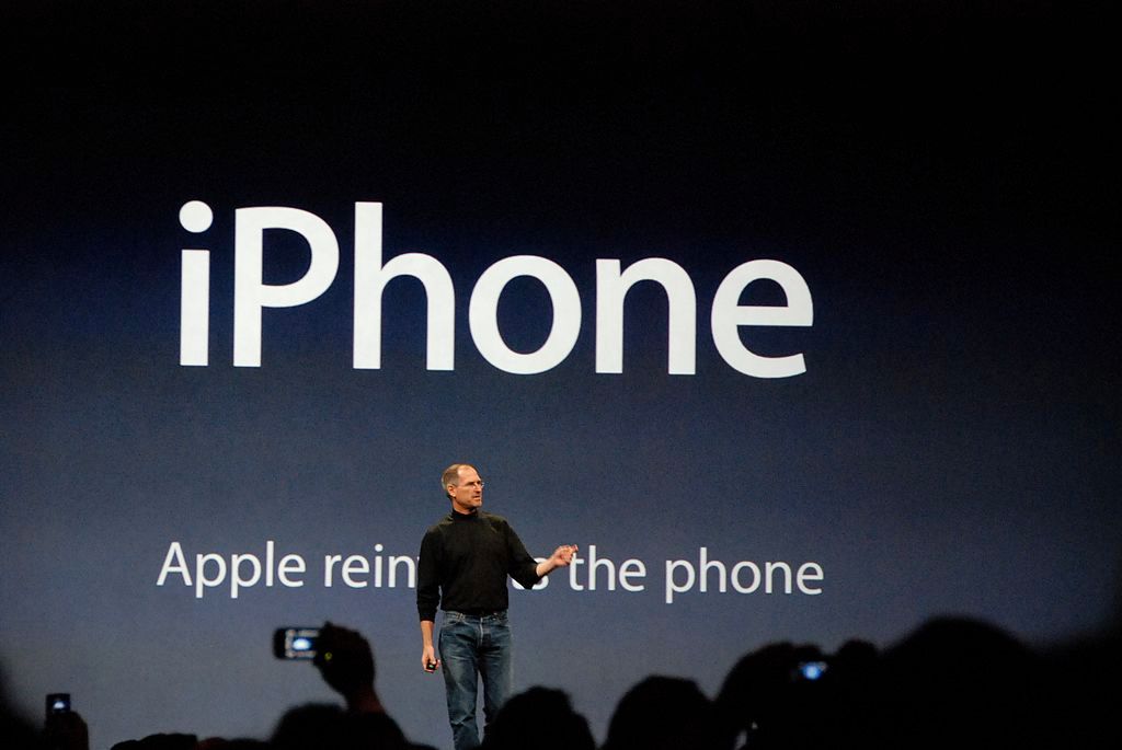 Steve Jobs bei der Präsentation des iPhones, 2007