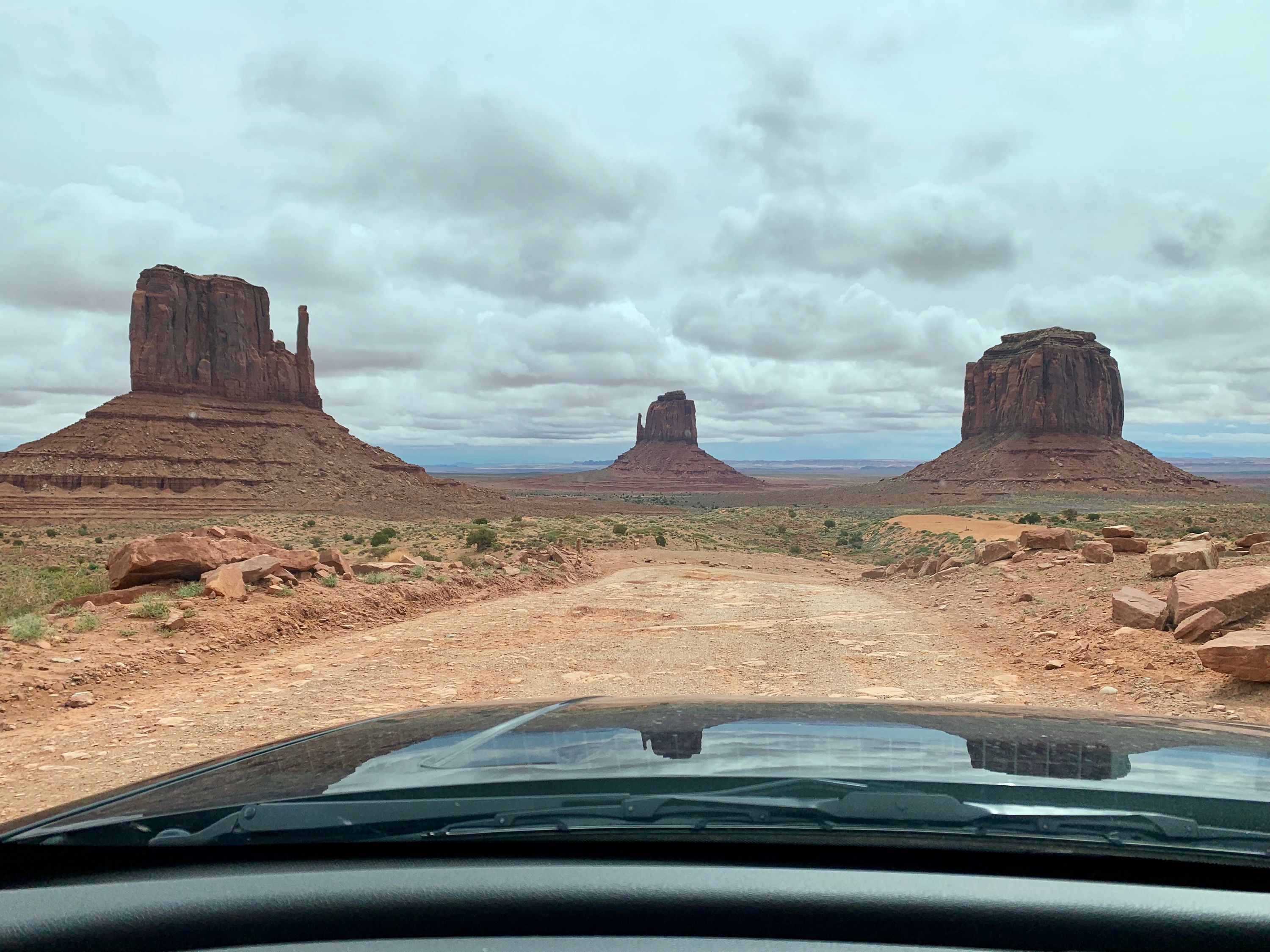 POV image while driving through Monument Valley