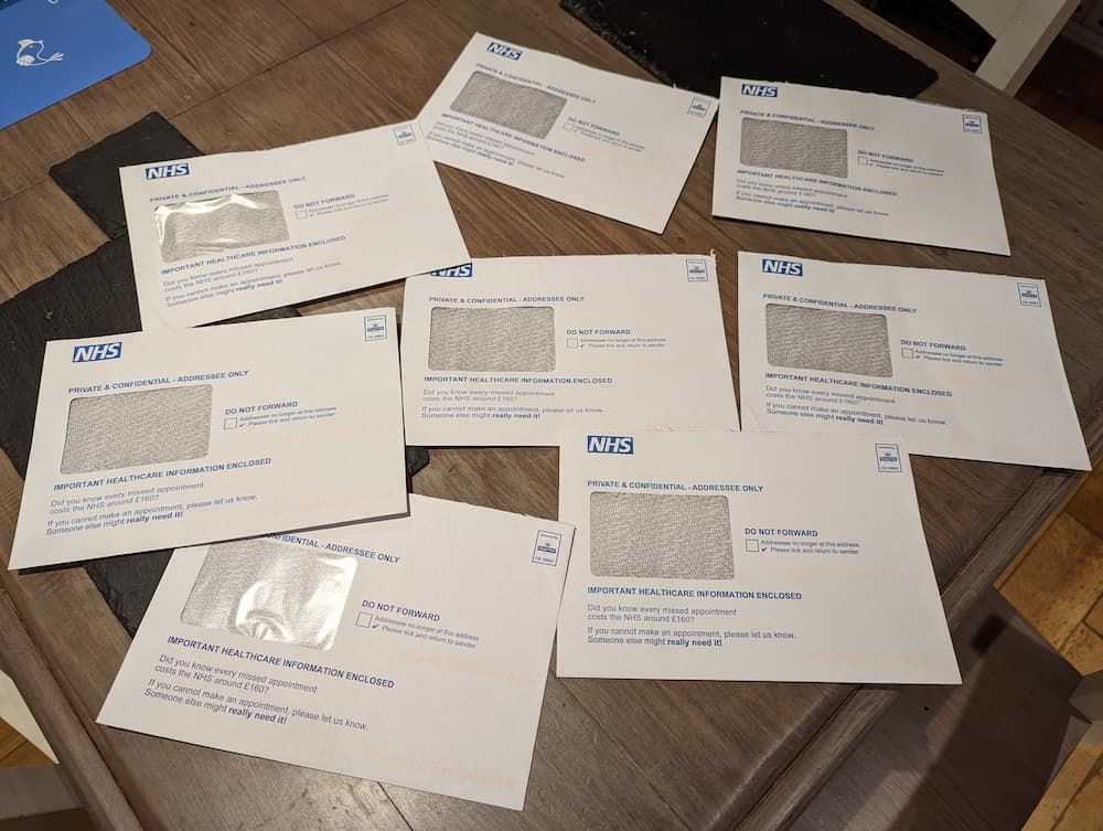 8 letters from the NHS on the same day
