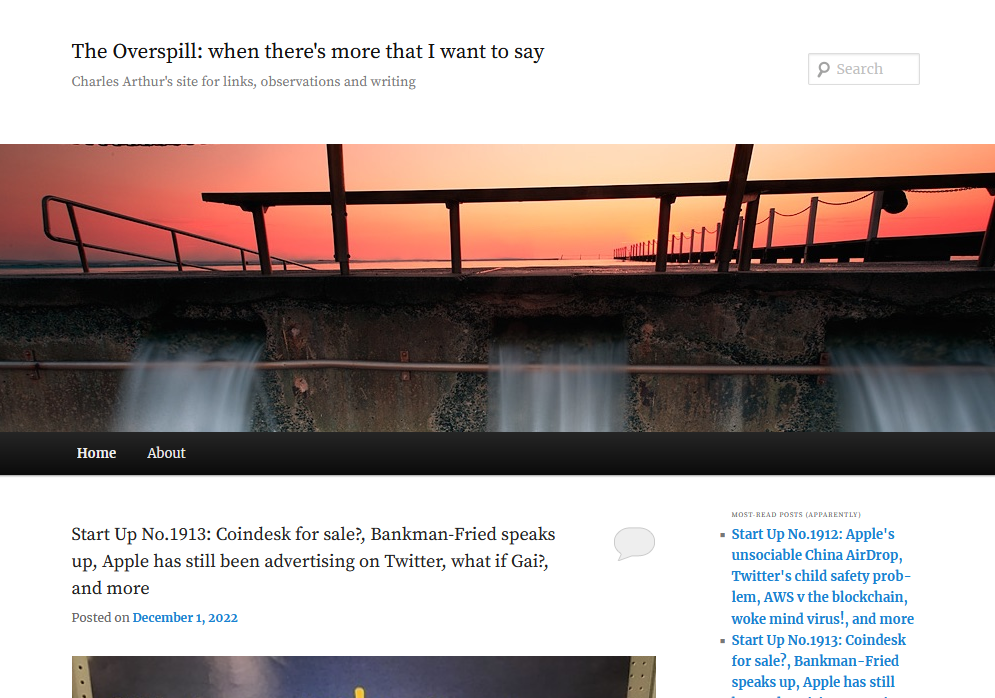Screenshot of Charles Arthur’s blog