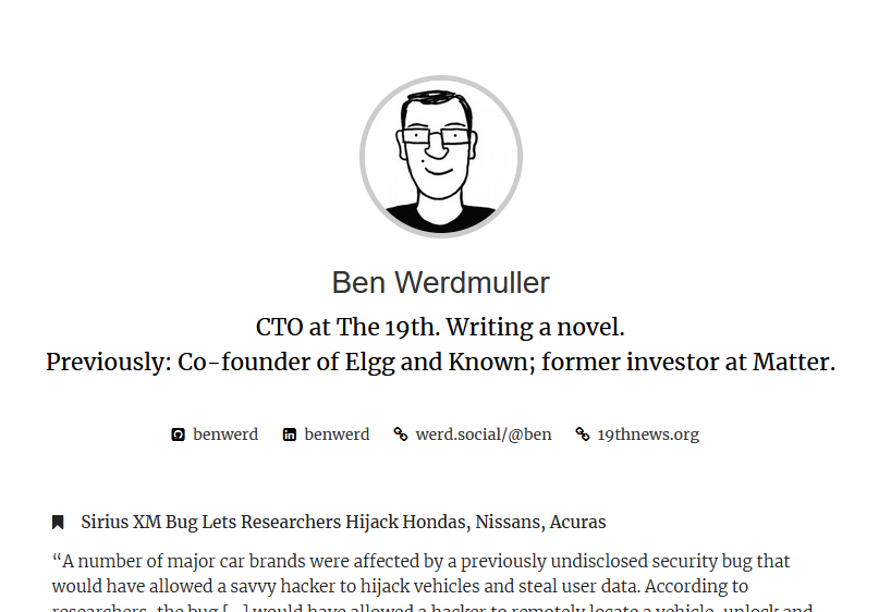Screenshot of Ben Werdmuller’s blog