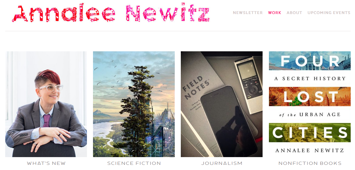Screenshot of Annalee Newitz’ blog