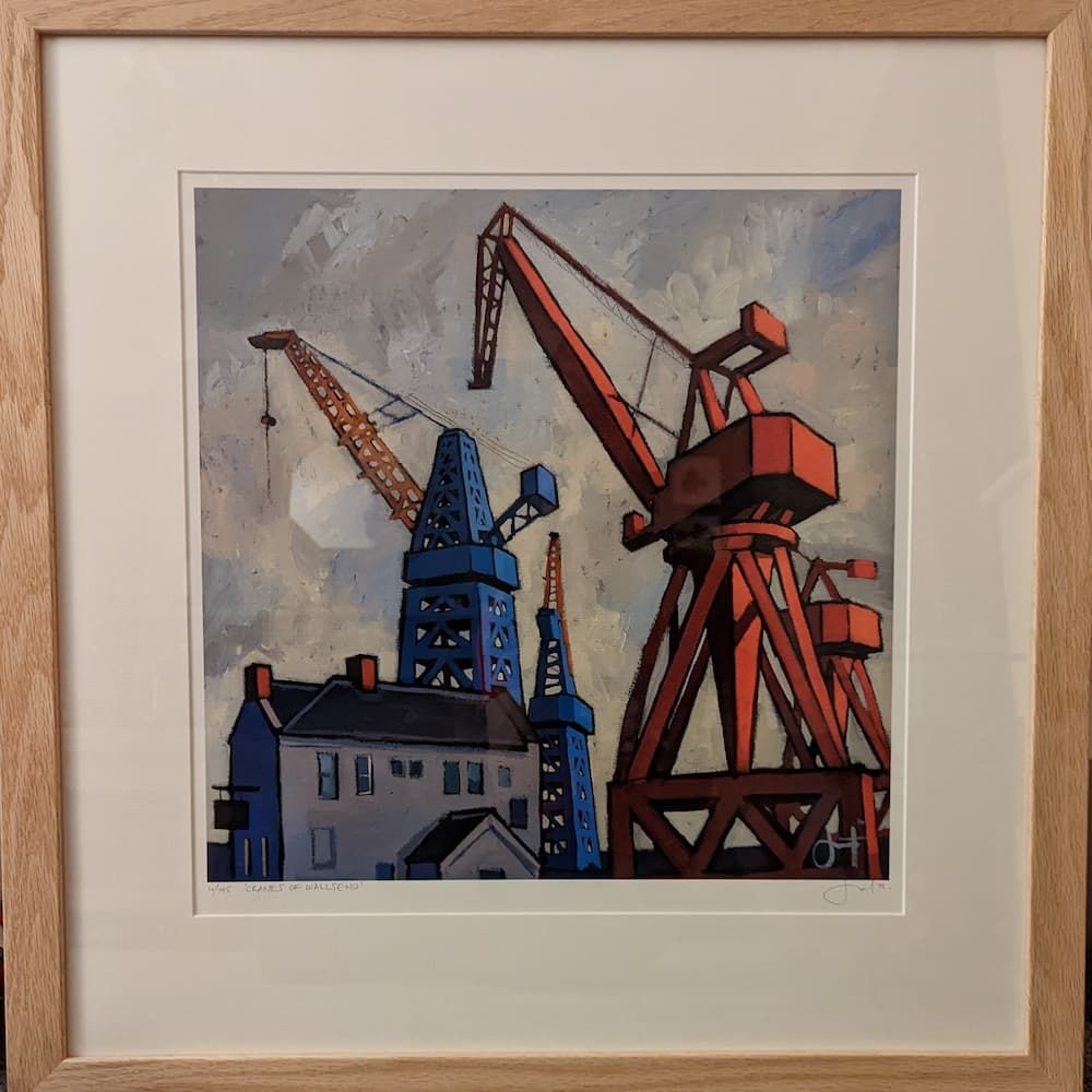 Cranes of Wallsend painting by Jim Edwards