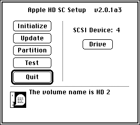 Figure 5-1 The main Apple HD SC Setup (v2.0.1a3) dialog box.
