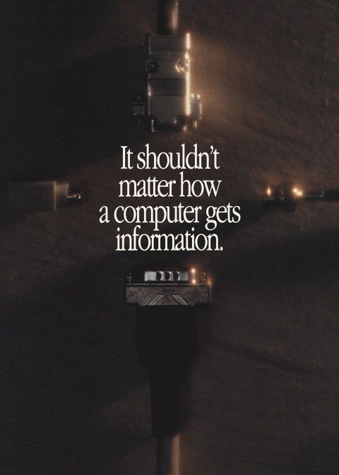 Apple Computer brochure - front cover. “It shouldn’t matter how a computer gets information”