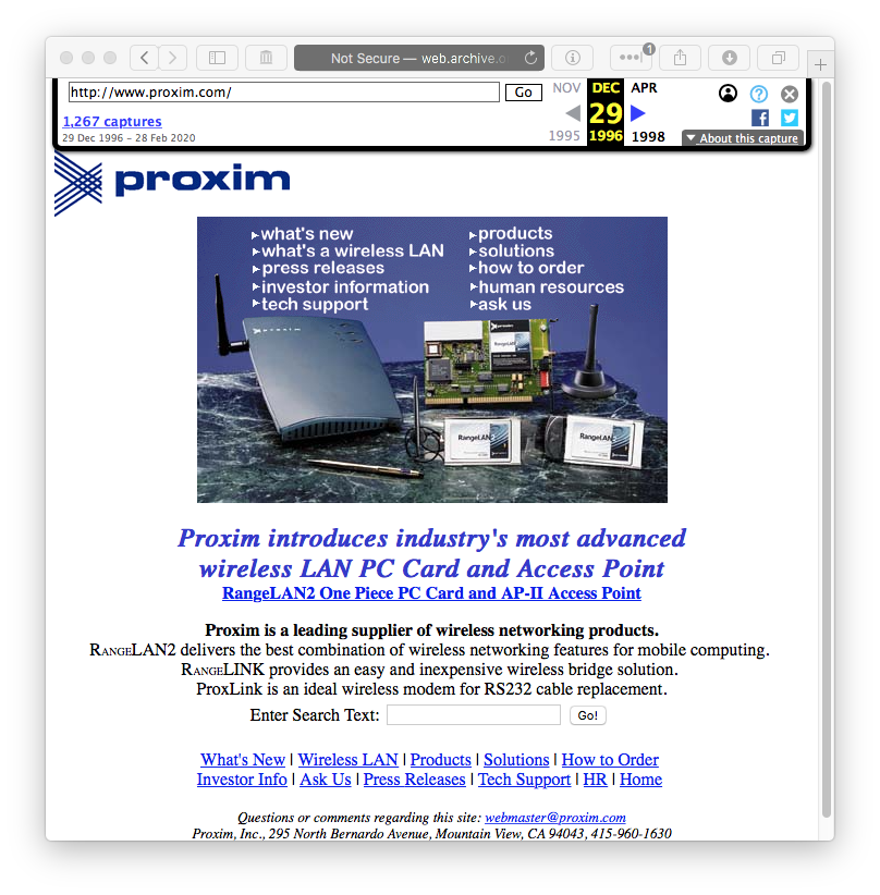 proxima.com on web.archive.org