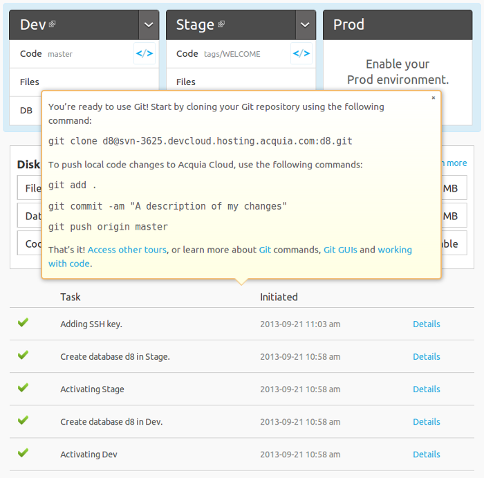 The tour will guide you through cloning your git repository locally