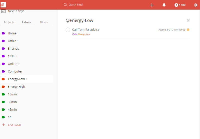 Labels in Todoist