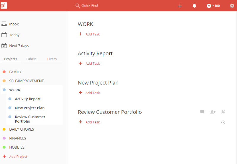 Projects in Todoist
