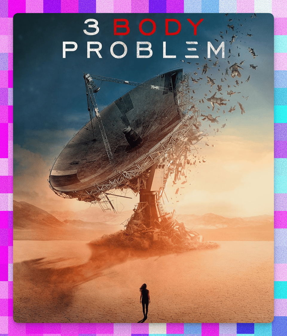 3 body problem poster of a broken satelite