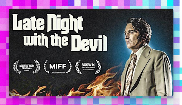 late night with the devil poster of a man frowning