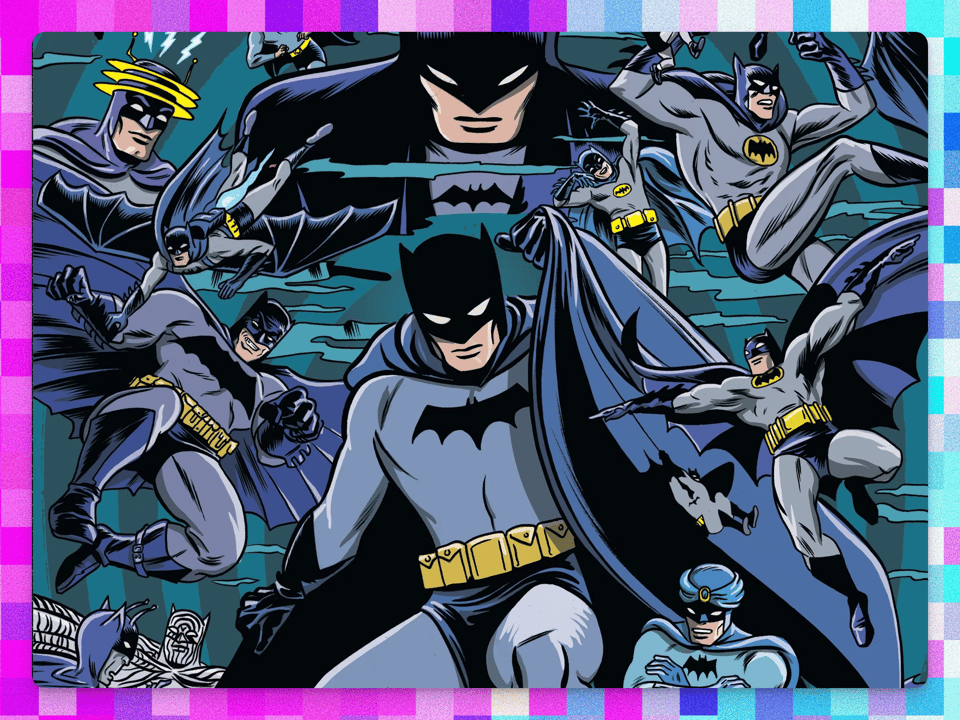 a bunch of pop art batmen