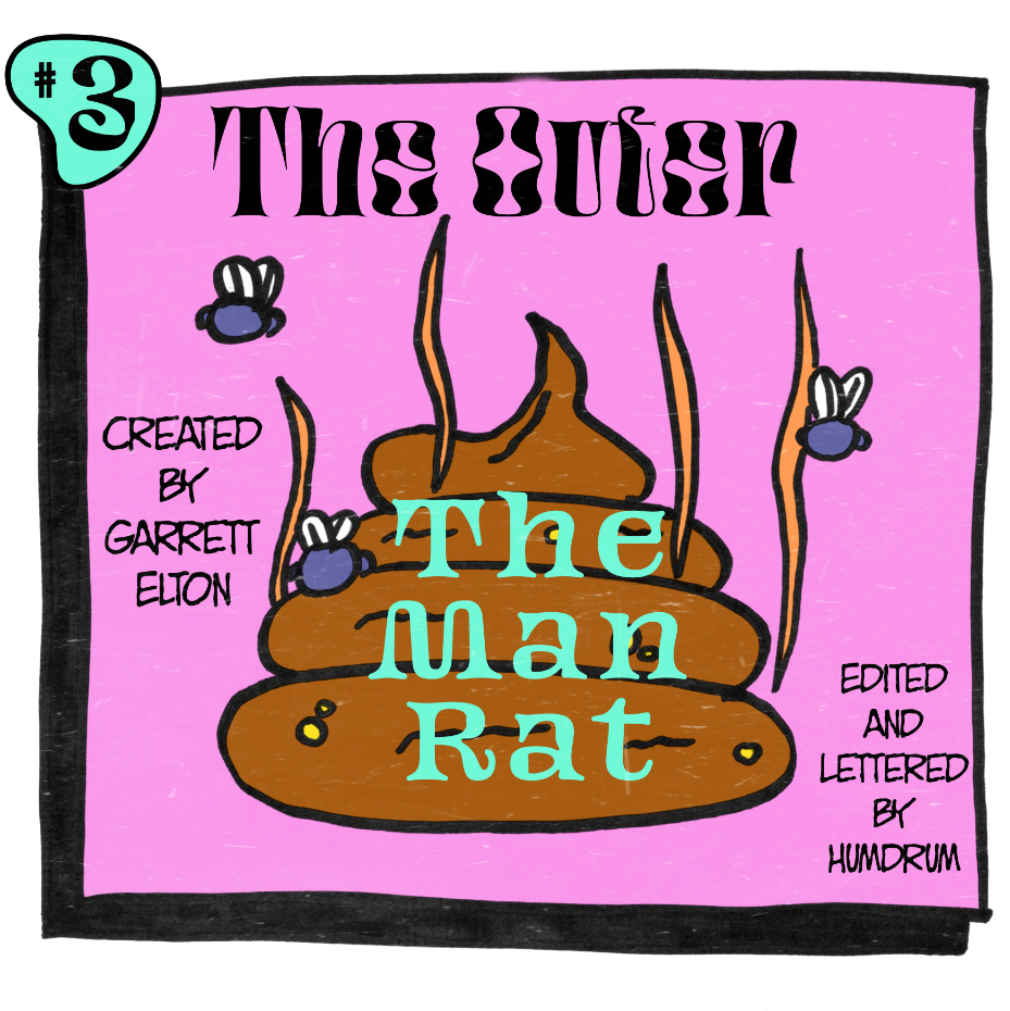panel one featuring a pile of poop with the title "the man rat"
