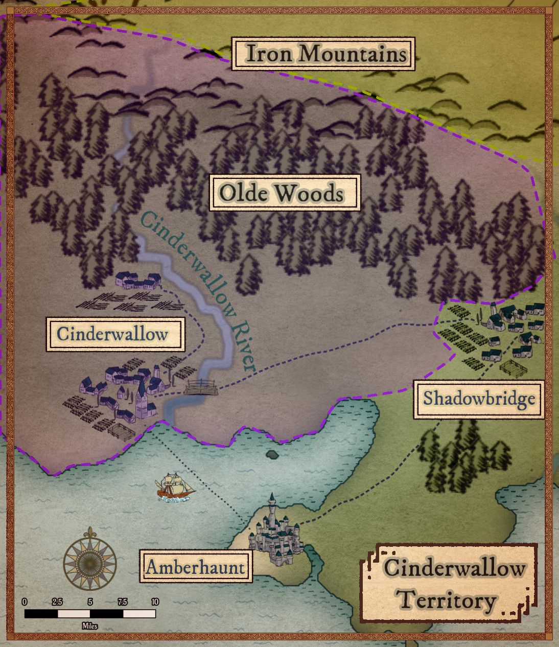 The Realms of Arkscadia Map - Cinderwallow Detail