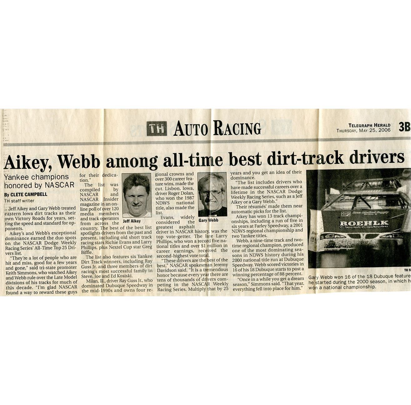 gary webb racing archive telegraph herald may 2006