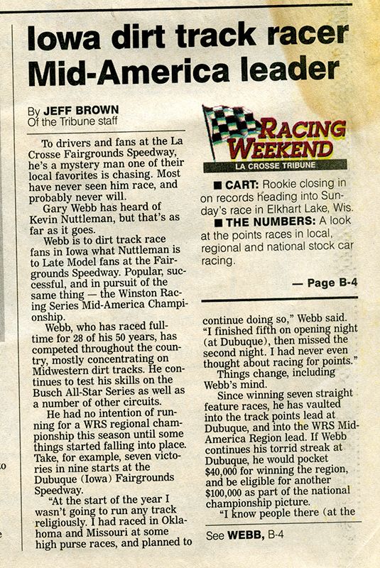 gary webb racing archive la crosse tribune july 9, 1999