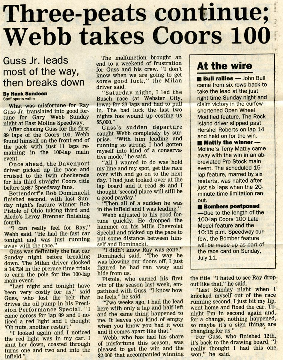 gary webb racing archive 041 rock island argus june 28, 1993