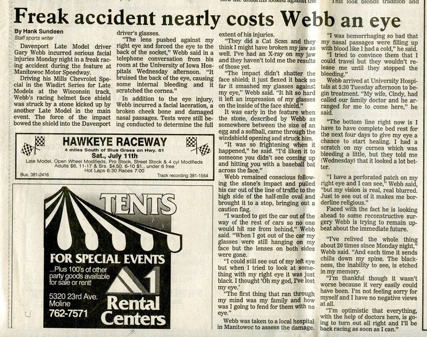 gary webb racing archive 029 daily dispatch argus july 9, 1992