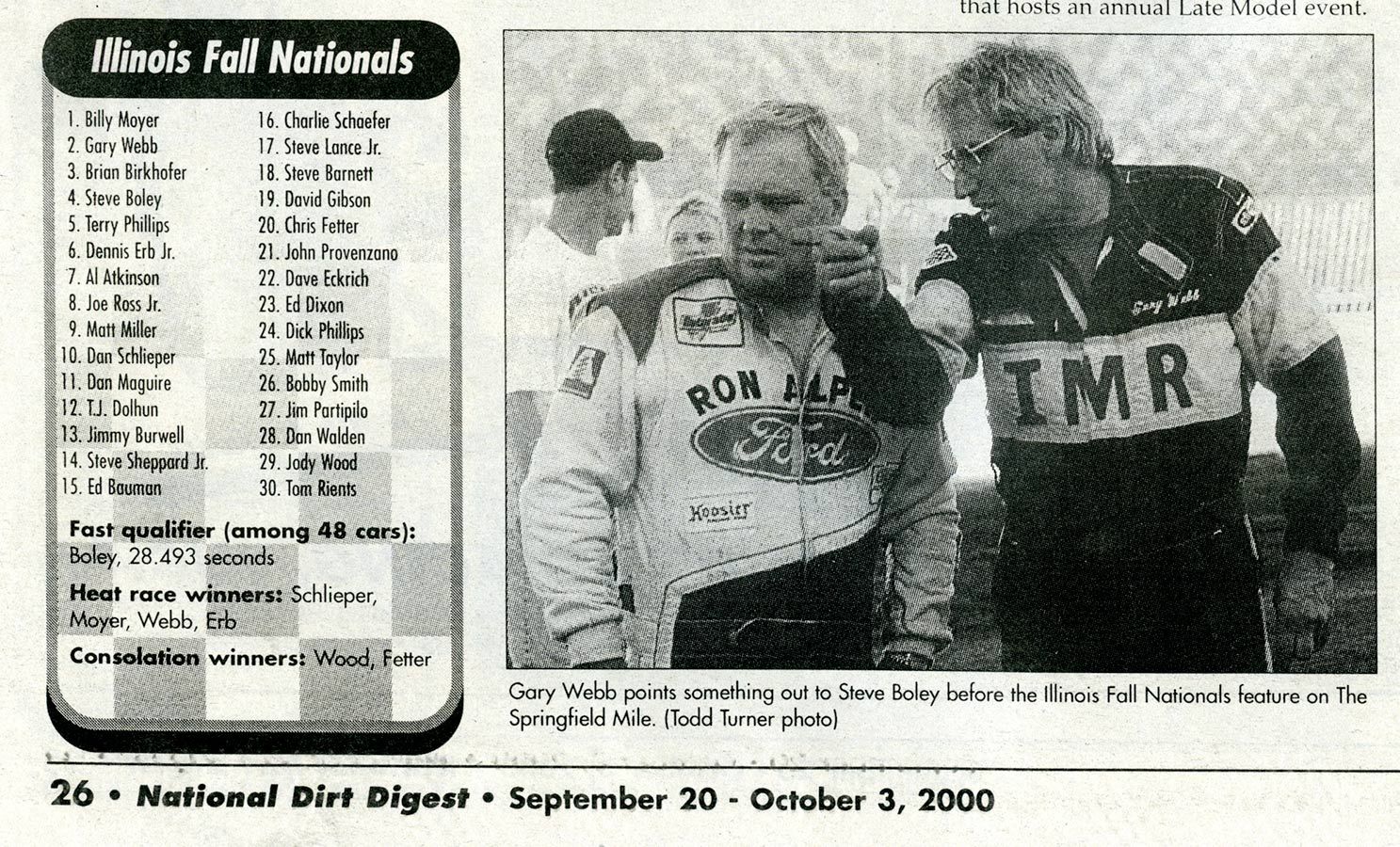 gary webb racing archive national dirt digest oct 2000