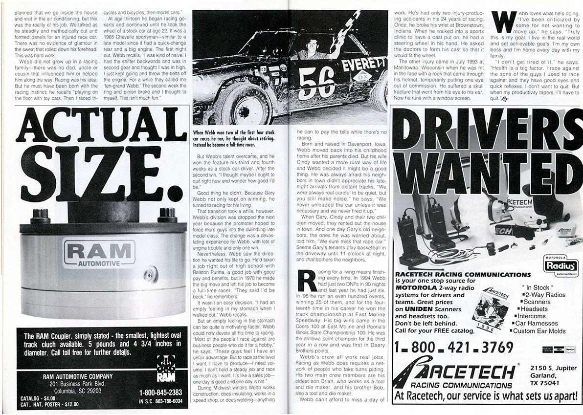 gary webb racing archive 021  stock car racing mag, april 1996