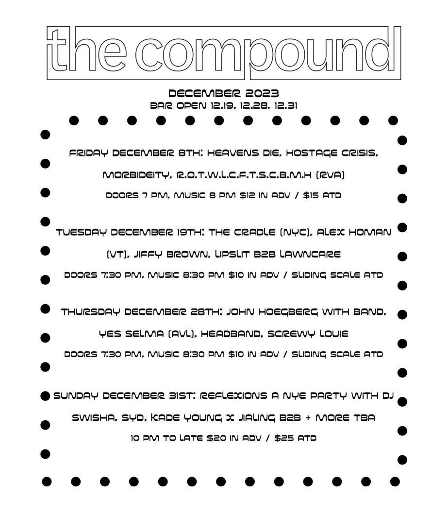 December shows at the compound bruiser