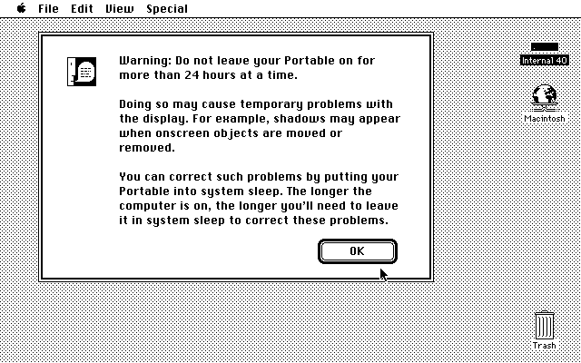 mac portable warning 1989