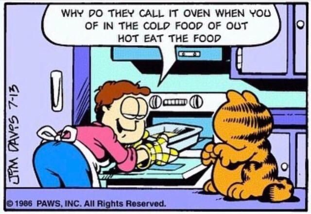Why do they call it oven when you of in the cold food of out hot eat the food garfield