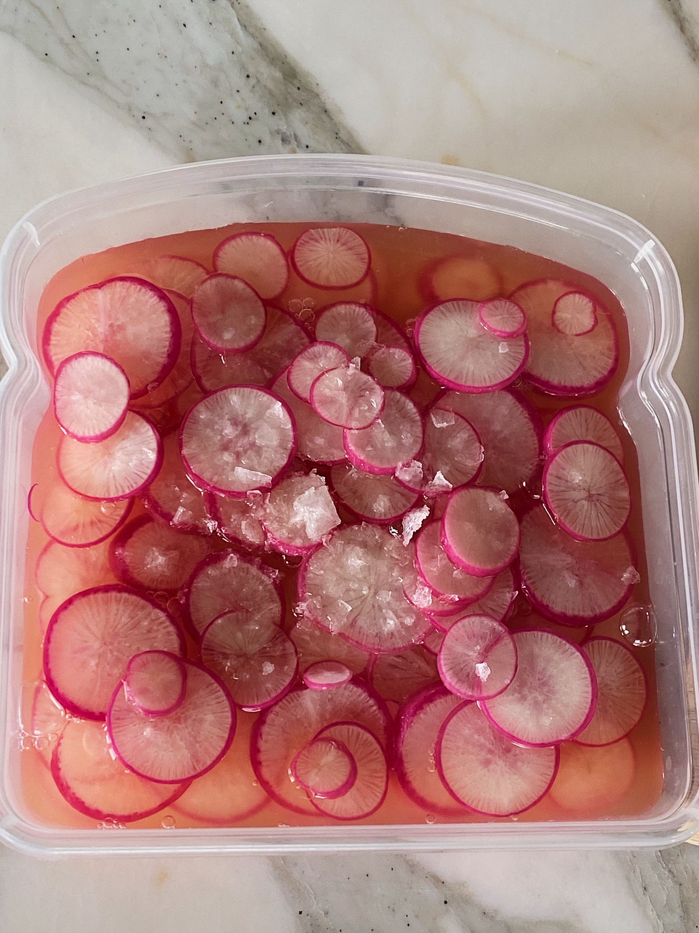 Pickled radishes, before