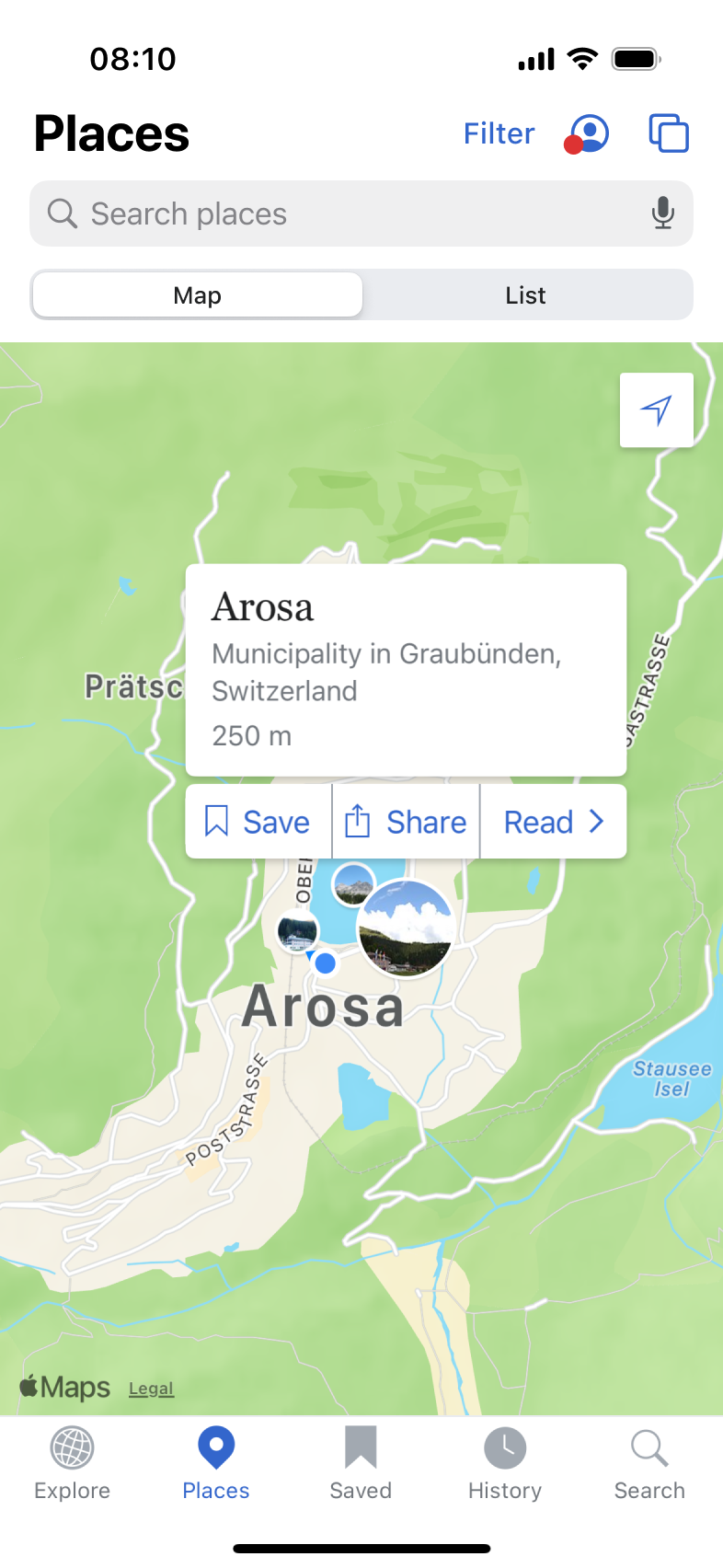 Profile menu access via Places