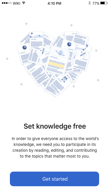 The onboarding experience in the Wikipedia for iOS app educates and resonates emotionally