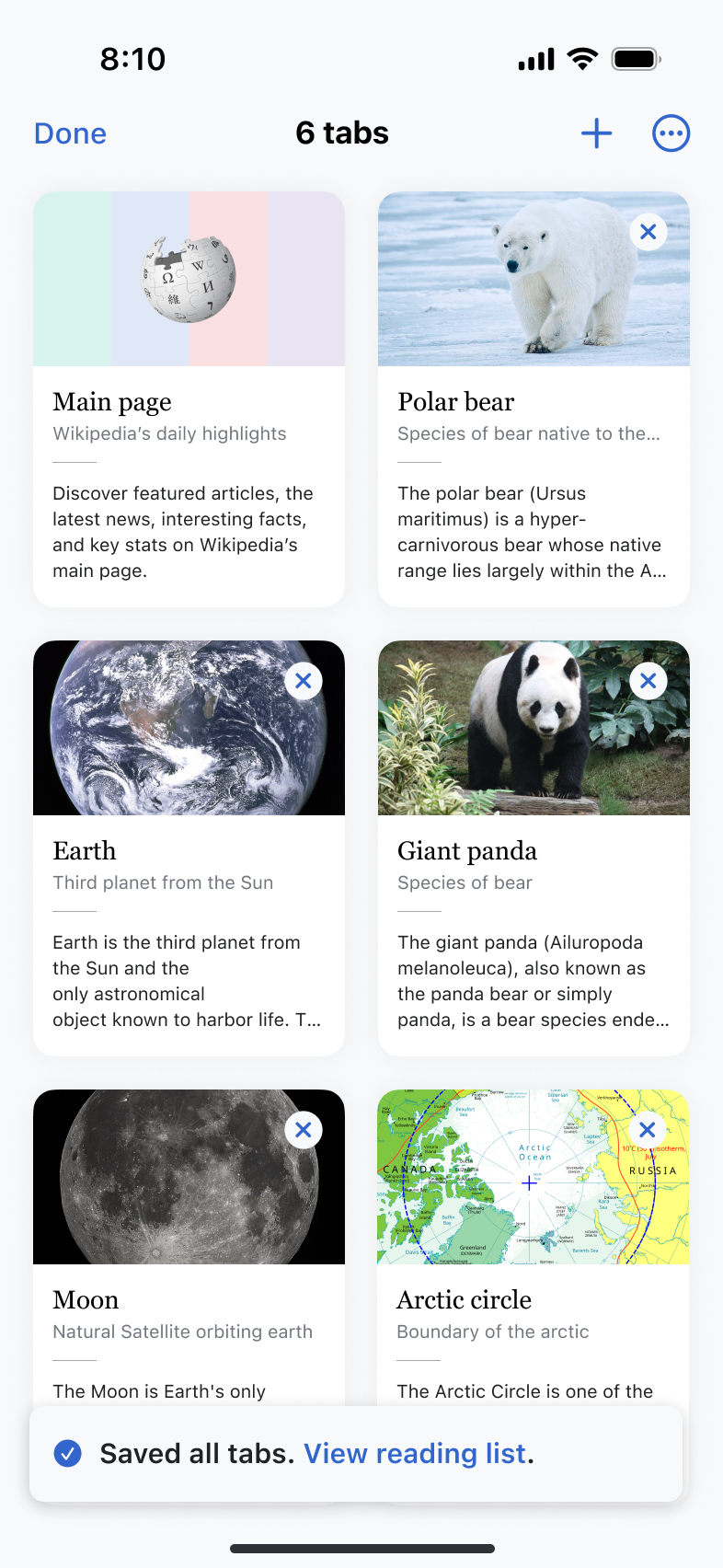 Overview page