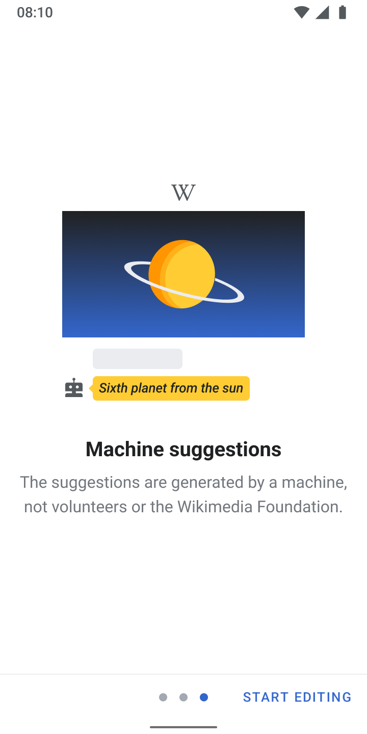 Onboarding showing machine suggestions
